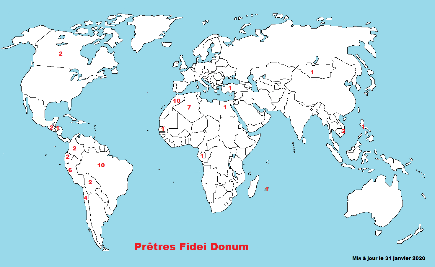 Répartition des Fidei Donum français dans le monde Mission et Migrations